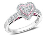 1/3 Carat (ctw J-K, I2-I3) Diamond Heart Promise Ring in 10K White & Rose Pink Gold